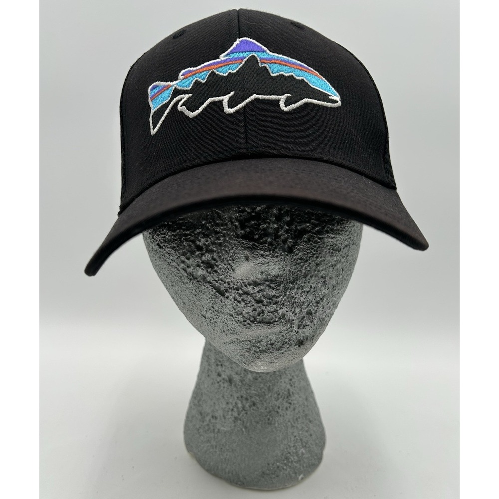 Patagonia Fitz Roy Fish‎ Hat Mesh Trucker Hiking Cap Black Snapback Gorpcore